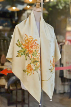 HAND PAINTING SQUARE SILK SCARF (PANSE, HYDRANGEA, MAGNOLIA) 115X115CM